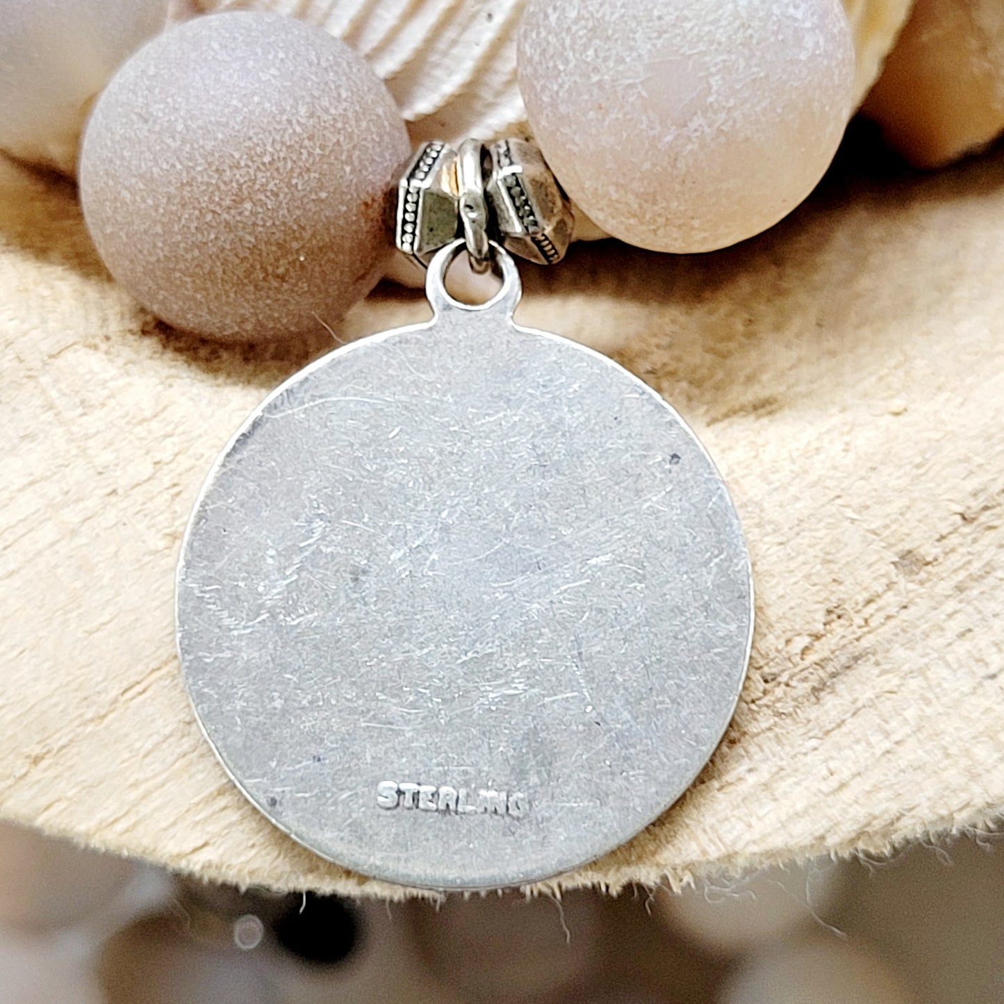 Druzy Agate 12mm Beaded Bracelet with Sterling Silver St. Christopher Medal - Afterlife Jewelry Designs