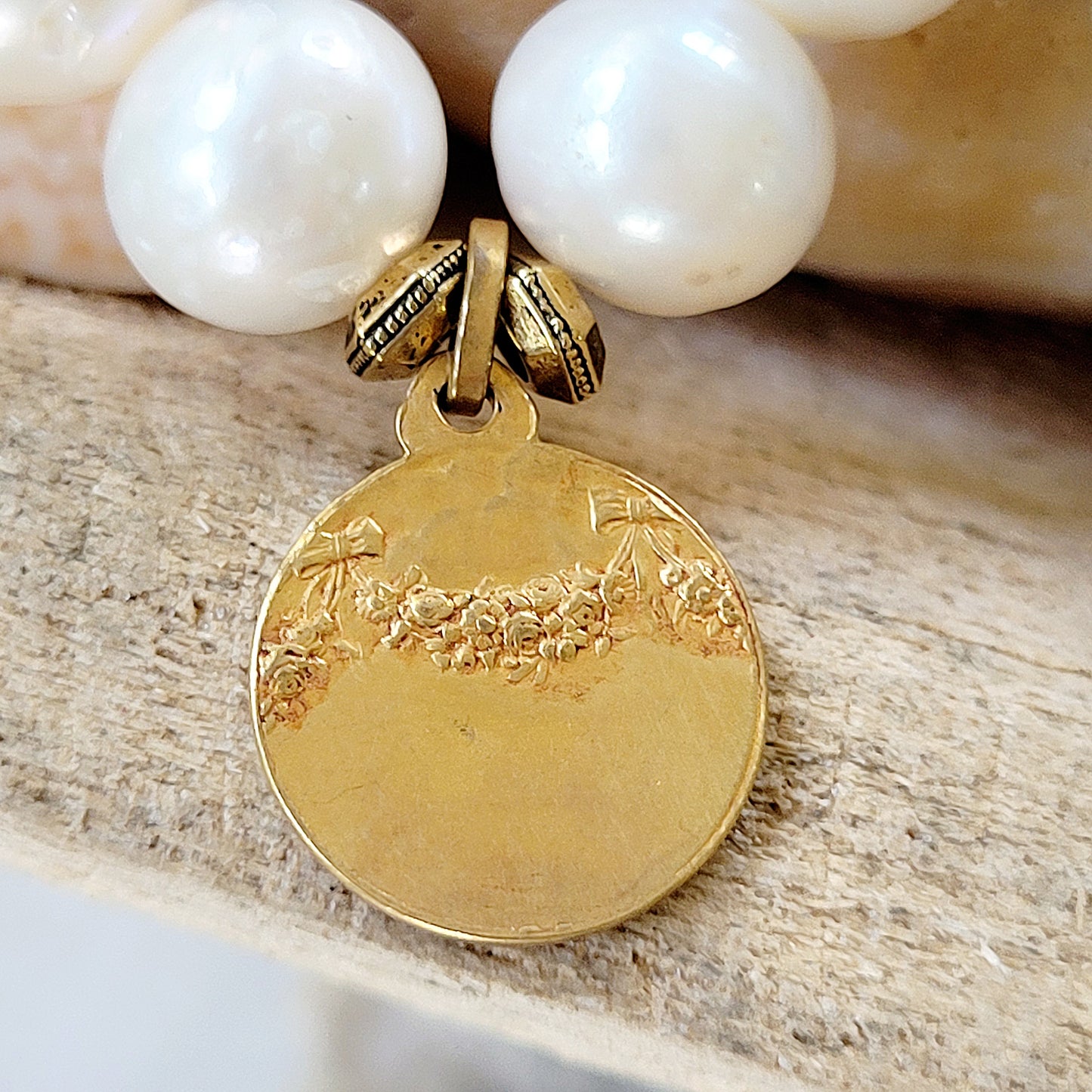 Freshwater Pearl 12mm Beaded Bracelet w/ Our Lady of Lourdes Gold-plated Medal
