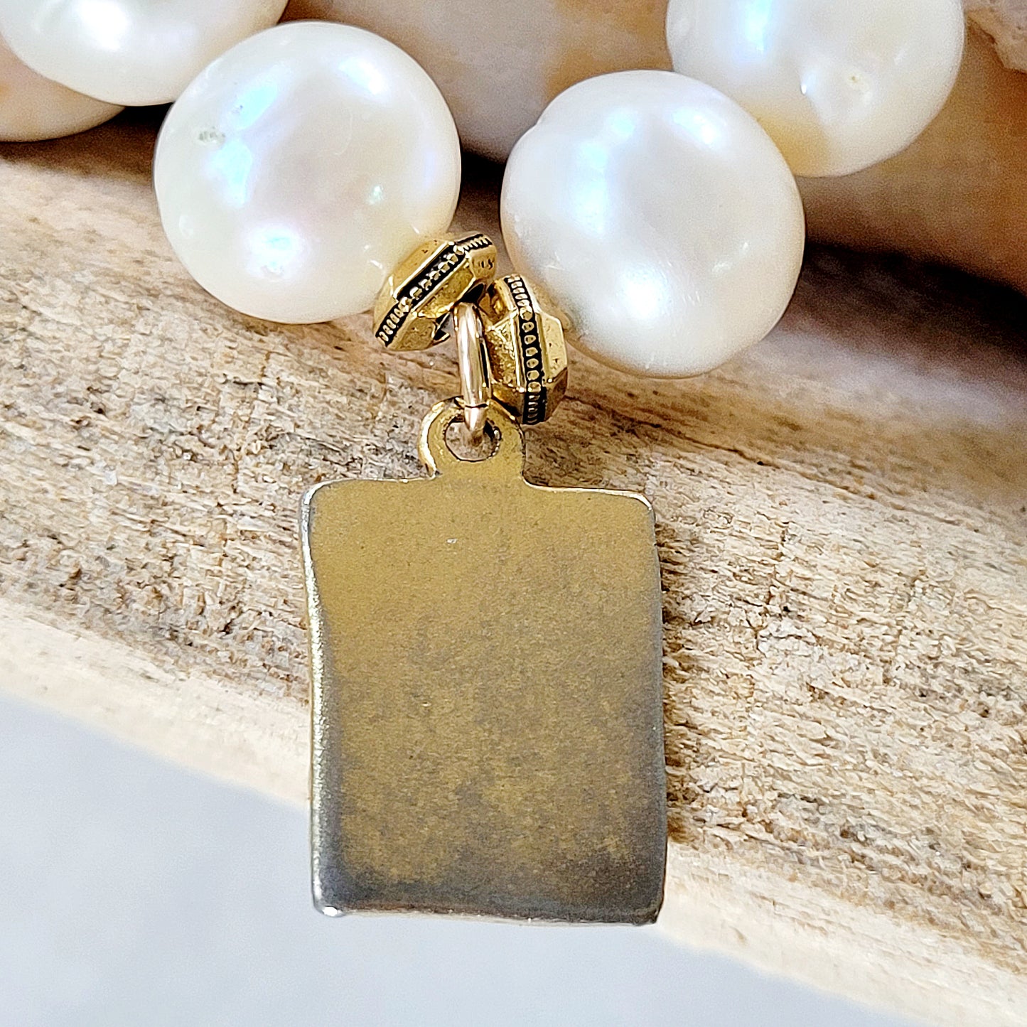 Freshwater Pearl 12mm Beaded Bracelet w/ Our Lady of Guadalupe Gold-plated Medal