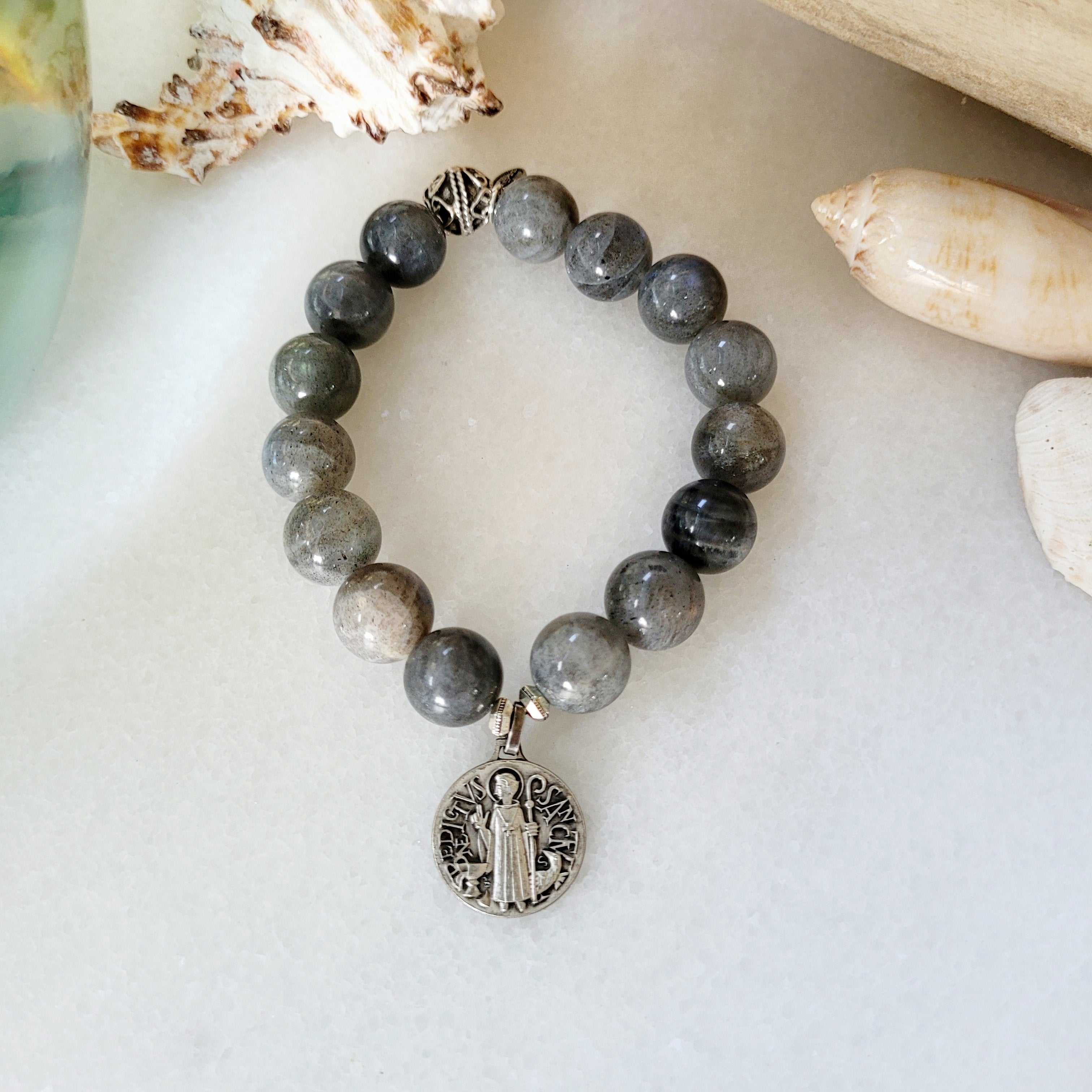 Labradorite and Silver St buy Benedict Rosary